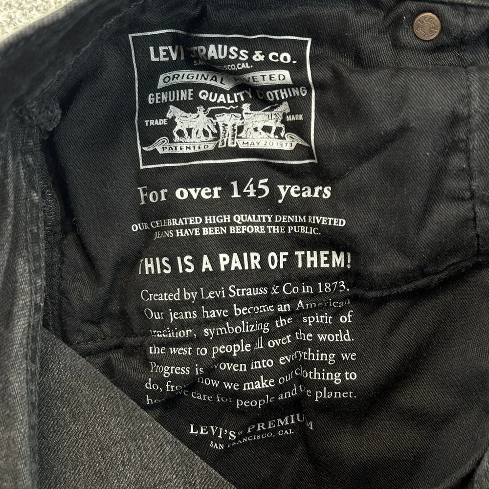 Levi's Premium 511 Jeans Mens 36x32 (36x31) Big E Black Slim Fit Stretch Denim